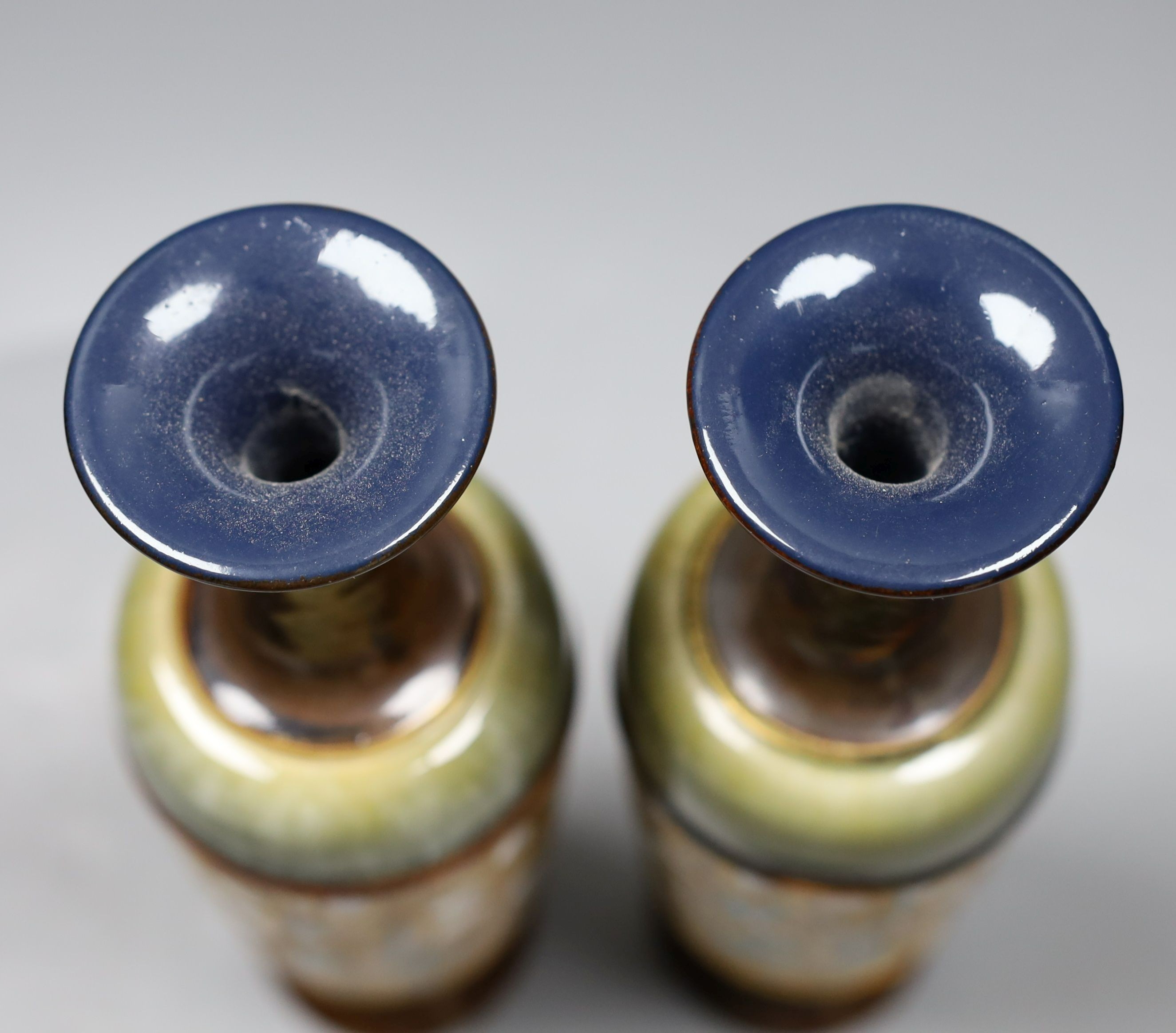 A pair of Royal Doulton Slaters patent vases, 22cms high